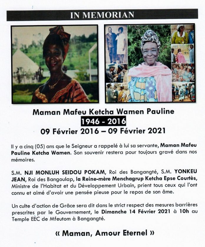 Mémorial - Bangangté célèbre Mafeu Ketcha Wamen Pauline