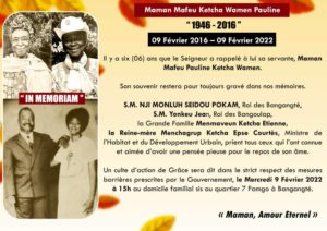 Cameroun – Bangangté : Célébration de la vie de Feue Maveun Wamen Ketcha Pauline.